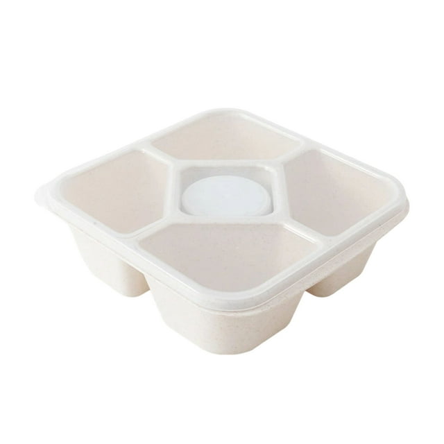 Bwiyojiz Kitchen Decor Bento Box Snack Containers with 5 Compartments for Meal Prep School Travel Lunchable Container Reusable, Gifts for Sister, Beige