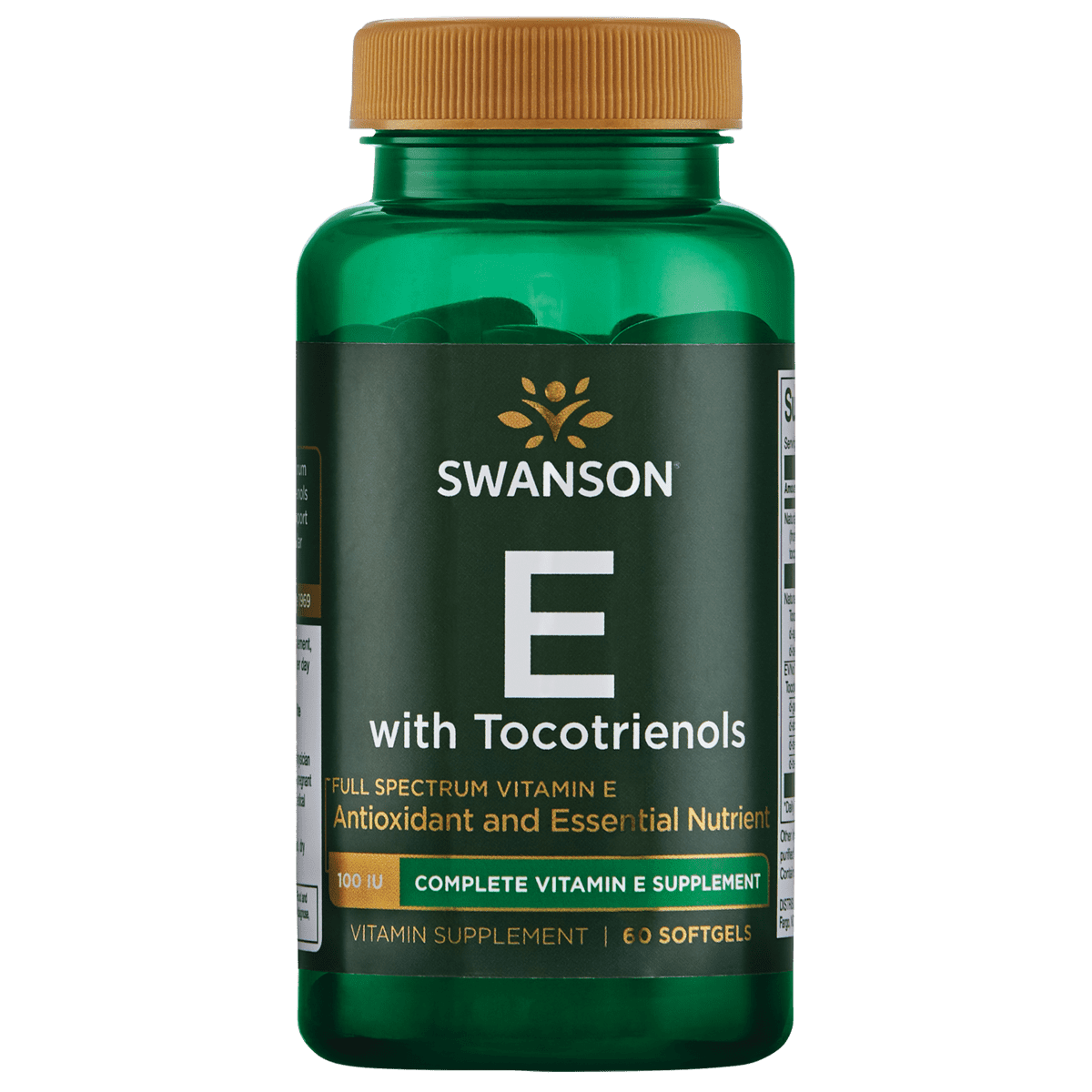 Swanson Full Spectrum Vitamin E with Tocotrienols - Promotes Heart Health and Cellular Health Support - Natural Supplement for Overall Wellness - (60 Softgels)