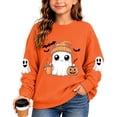 thumbnail image 2 of XAOFW Girls Halloween Sweatshirt Pumpkin Ghost Printed Long Sleeve Crew Neck Sweatshirts Autumn Winter Cozy Graphic Pullover For Toddler Kids Breathable Top 3-4 Years, 2 of 4