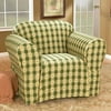 Home Trends Brighton Check Chair Slipcover, Olive