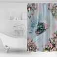 thumbnail image 4 of Pink Blue Christmas Shower Curtains for Bathroom Waterproof Fabric Bath Curtains Decor Bath Tub Curtain Xmas Train Snowflake Botanical Decorative Shower Curtain Sets with 12 Hooks, 72x72 Inch, 4 of 6