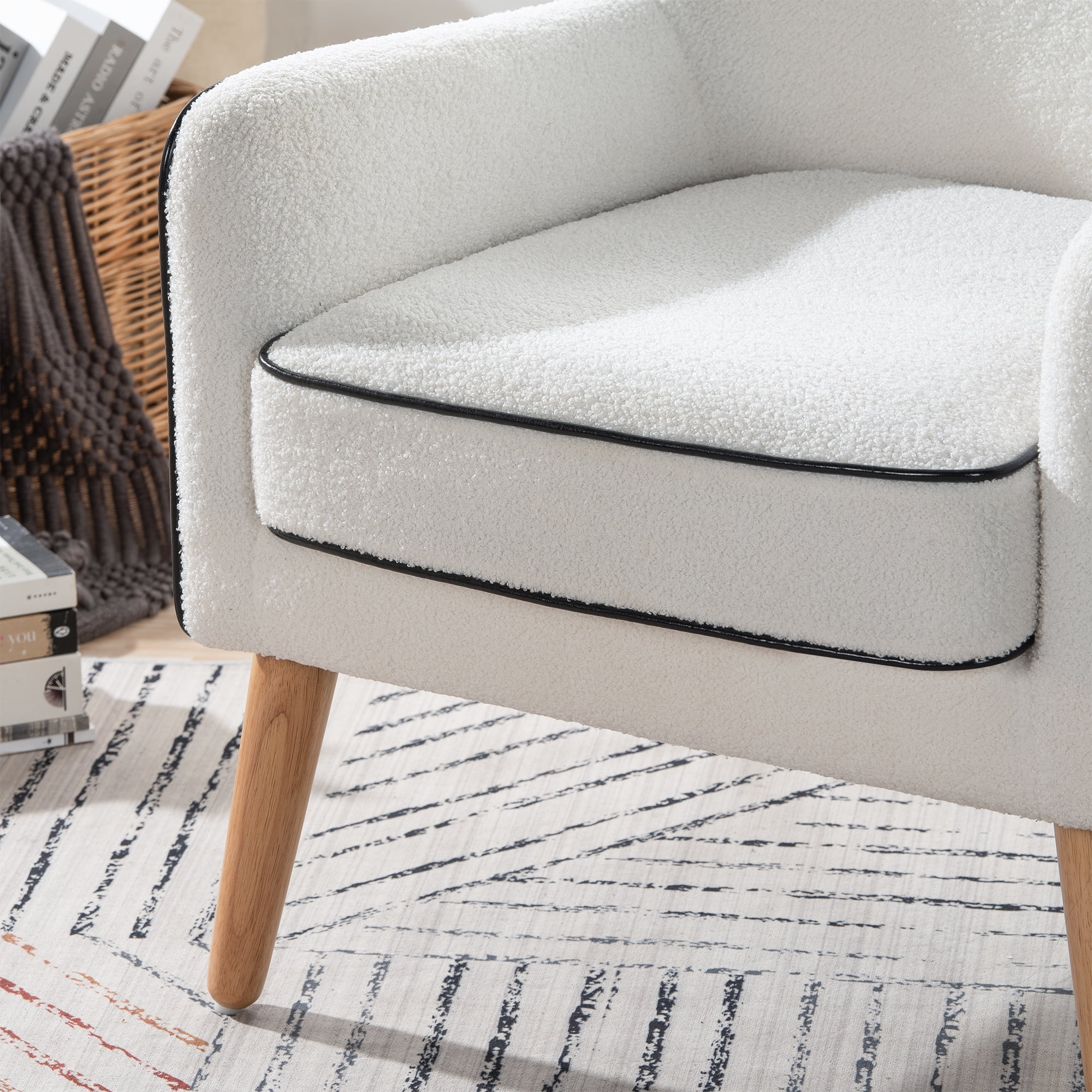 YYAo Modern Accent Chair, Teddy Velvet Upholstered Armchair for Living Room Bedroom Small Spaces, White YYAo Modern Accent Chair, Teddy Velvet Upholstered Armchair for Living Room Bedroom Small Spaces, White