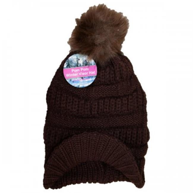 KL23342 Coffee Knit Visor Beanie 