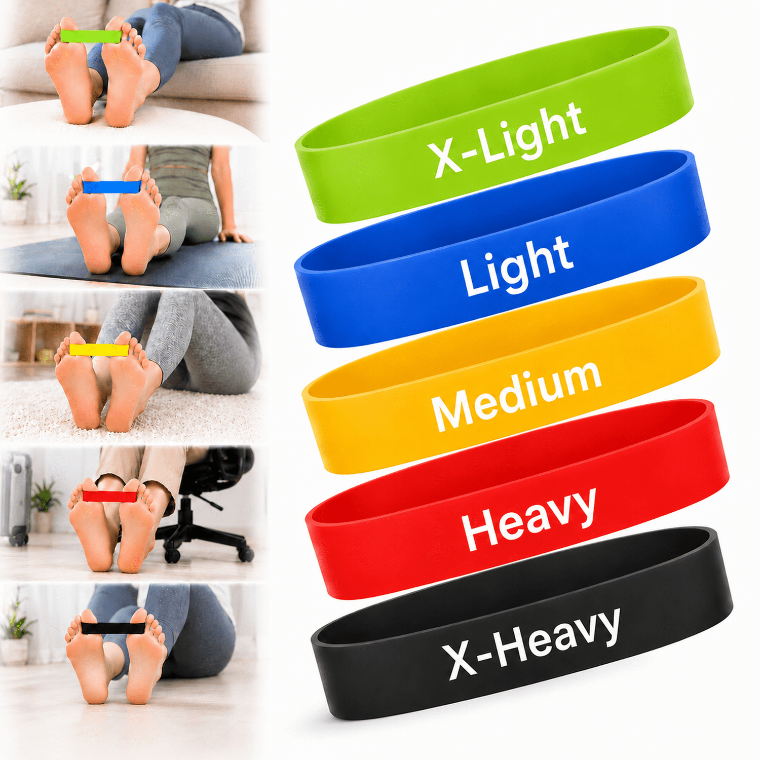 Deally Set of 5 Toe Stretcher Bands for Bunions Correction Foot Big Toe Spacers Resistance Straightener Loop Bands with Carry Bag for Women Men Hallux Valgus Alignment Yoga Exercise (Multicolor)
