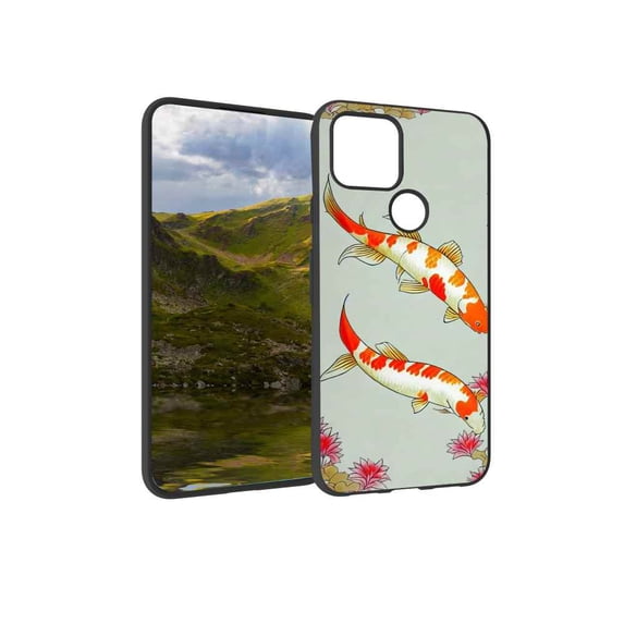 Compatible with Google Pixel 5(2020) Phone Case, Japanese-Style-Koi-fish-4 Case Silicone Protective for Teen Girl Boy Case for Google Pixel 5(2020)
