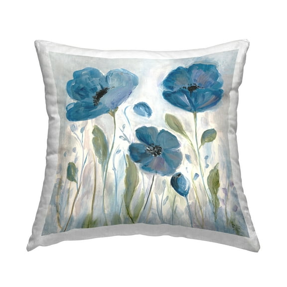 Stupell Industries Poppy Garden on Grey Decorative Printed Throw Pillow, 18 x 18