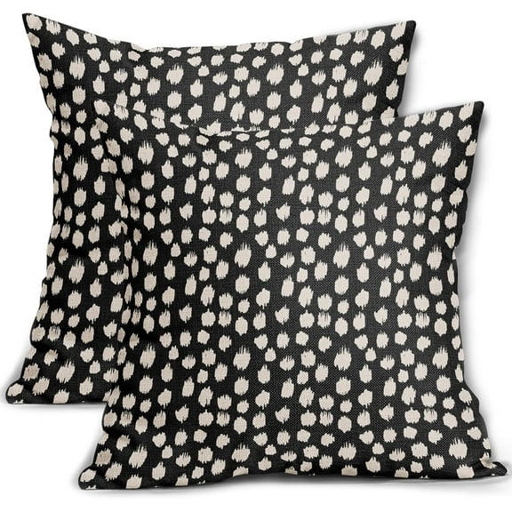 Black Cream Dots Pillow Covers 18x18 Set of 2 Boho Polka Dot Throw Pillows Modern Trendy Print Outdoor Decorative Pillowcase Square Cushion Cases Decor for Sofa Couch Bed