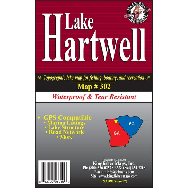 Kingfisher Maps Waterproof Topographical Lake Map Lake Hartwell Georgia ...