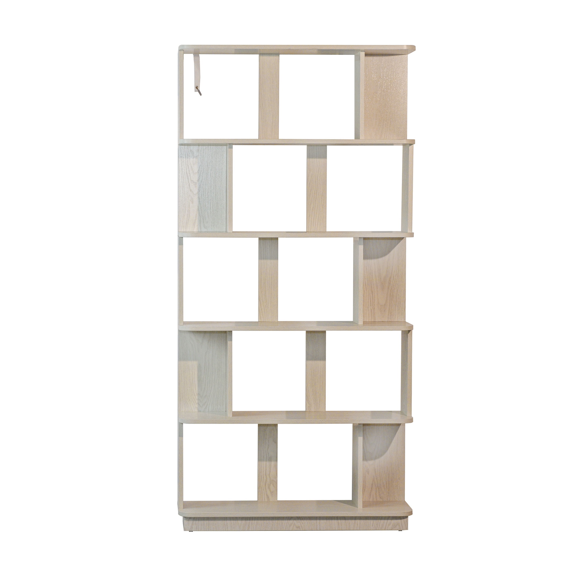 GDF Studio Derwin Modern 5-Tier Open Storage Bookcase, Wooden Media Bookshelf Organizer for Home Office, White Oak