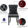 thumbnail image 3 of PU Leather and Velvet Dining Chairs, Upholstered Dining Room Chairs with Ring Pull Trim & Button Back, Luxury Tufted Dining Chairs for Living Room, Bedroom, Kitchen(Black+WineRed Set of 8), 3 of 11