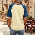 thumbnail image 4 of Dresfit Tops Women Crewneck Waffle Knit Shirts Summer 2026 Denim Short Sleeve Baseball Blouses Breathable Plus Size Color Block Outdoor T Shirt 2XL, 4 of 7