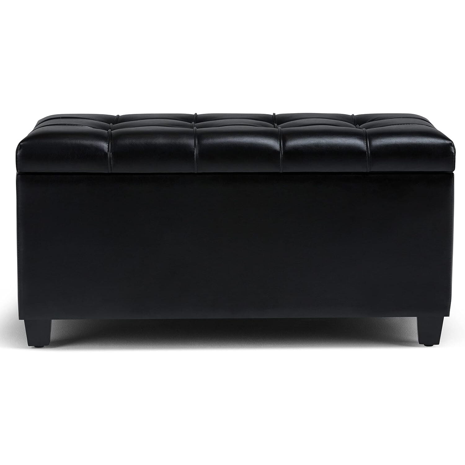 Storage Ottoman Bench - Rectangular Tufted Ottoman with Hidden Storage - Vegan Leather - 33.3" W x 17.5" D x 17.1" H