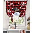 thumbnail image 3 of Red Black Christmas Tie Up Curtains for Window, Xmas Snowman Birds Snowflake Thermal Insulted Balloon Shade Adjustable Rod Pocket Curtains Valance Panels for Kitchen Bathroom Café 42 x 63, 3 of 7