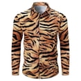 thumbnail image 2 of BUWTTER Men Shirts Button Down Casual Long Sleeve with Animal Print Stripe Pattern Fall Comfortable Yellow Shirt L, 2 of 4