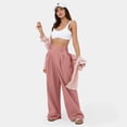 thumbnail image 5 of Pantalones largos de algodón para mujer, pantalones anchos de cintura alta para mujer, pantalones casuales sueltos, 5 of 5