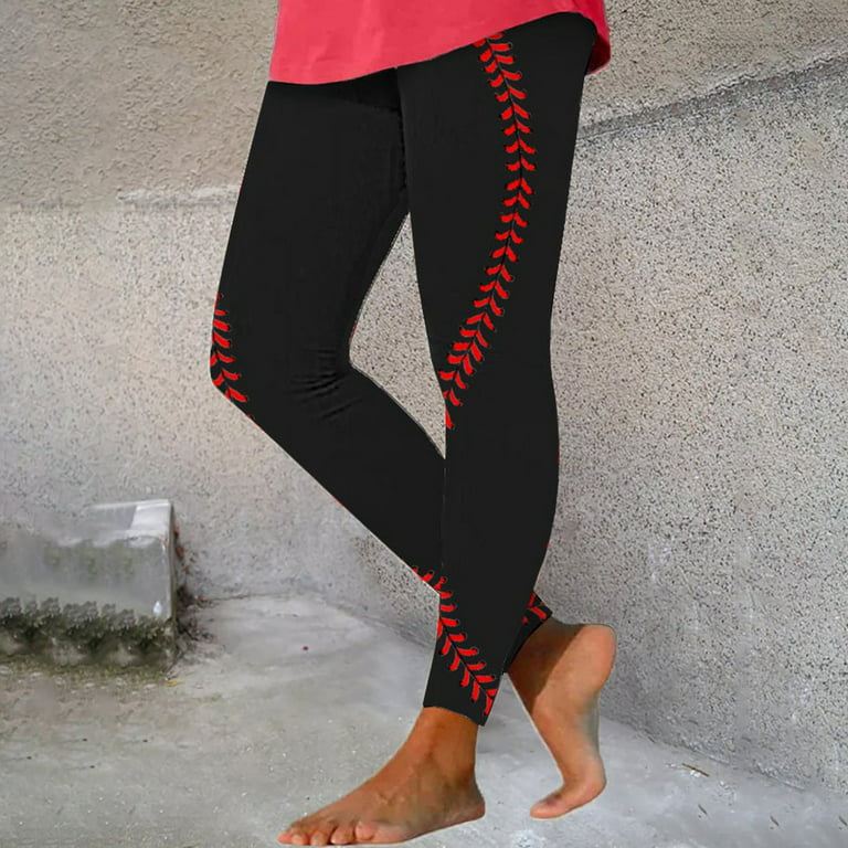 Women's Baseball Print Stretch Leggings Cute Womens Pajamas Pants