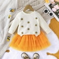 thumbnail image 4 of Girls Winter Dress Set Long Sleeve Ribbed Cartoon Printed Knitted Sweater Top Mesh Short Skirt Set,Z8-Yellow,12-18 Months, 4 of 6