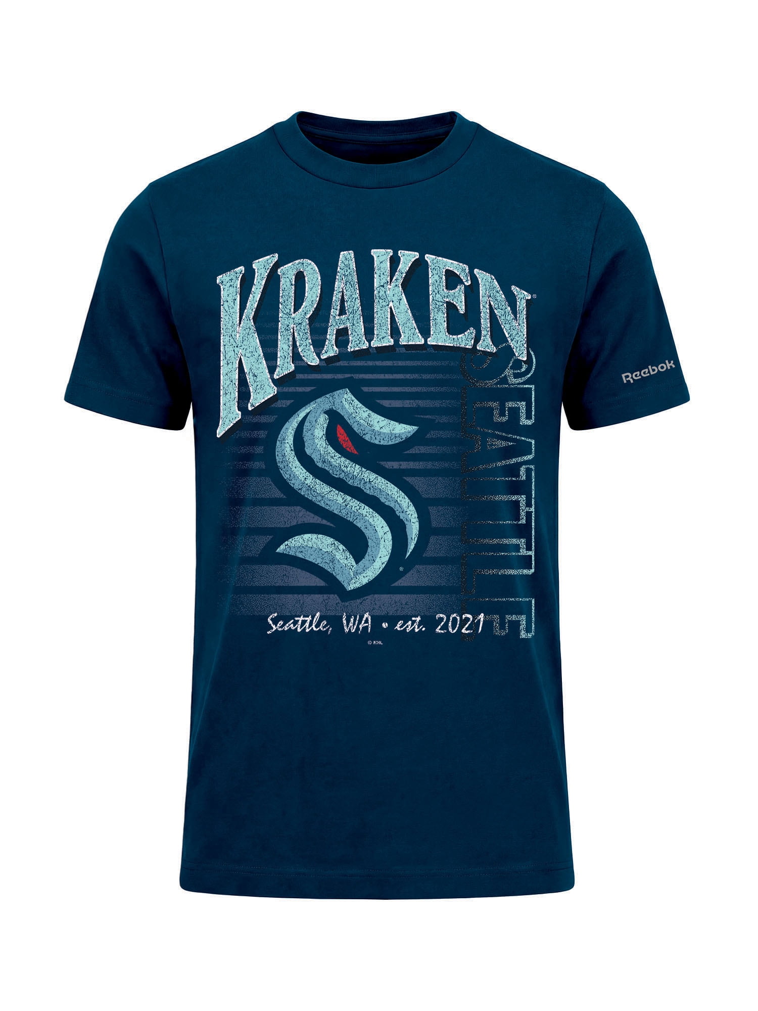 Seattle Kraken Reebok Mens Crew Neck Short Sleeve T-Shirt