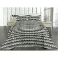 thumbnail image 2 of Ambesonne Art Deco Quilted Bedspread Set 3 Pcs, Wavy Motifs Monochrome Art, Twin, Grey Coconut and Mustard, 2 of 4
