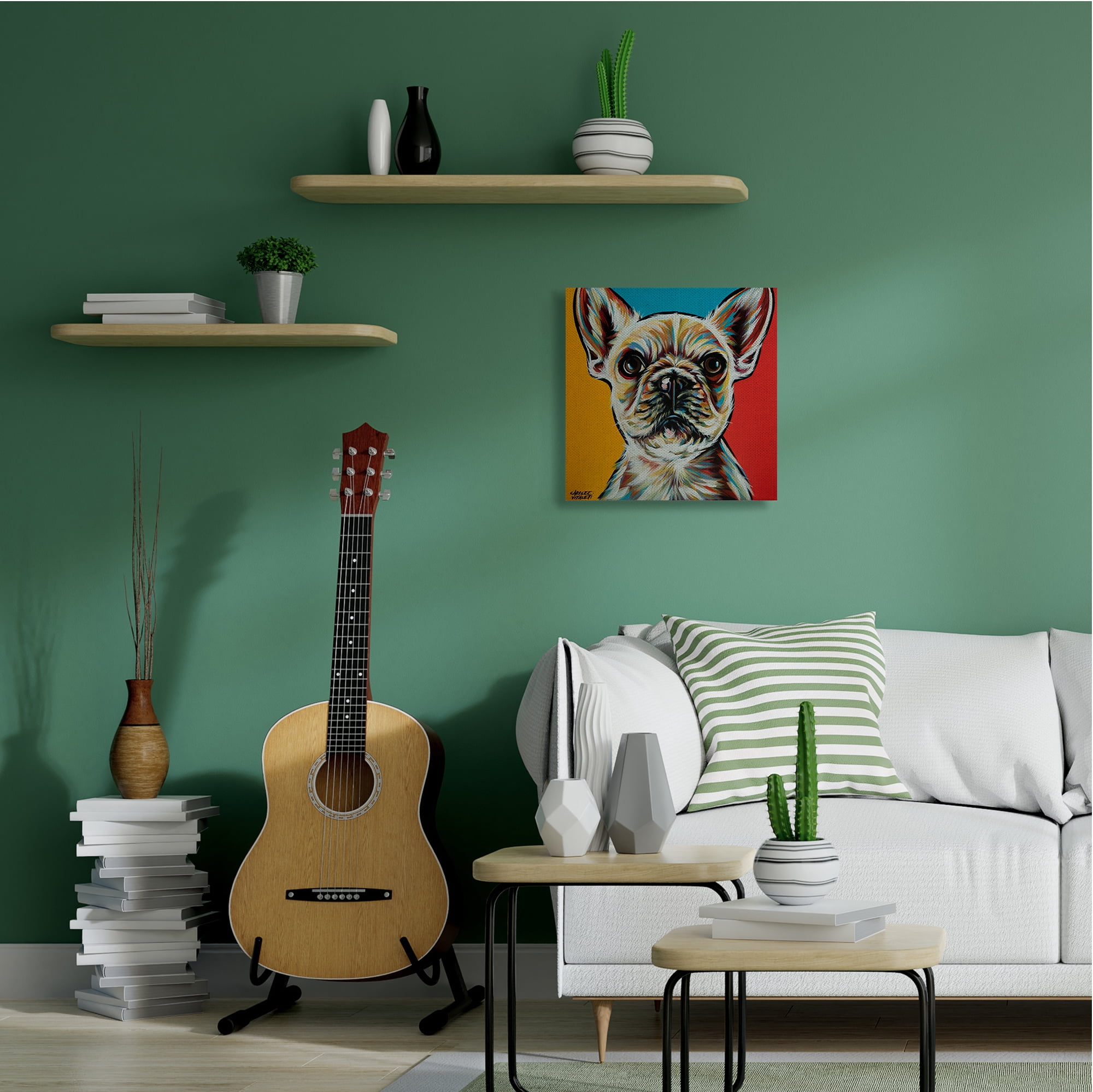Stupell Industries Chroma Style Dog Small Puppy Red Yellow Blue Pop Canvas Wall Art, 24 x 24, Design by Carolee Vitaletti