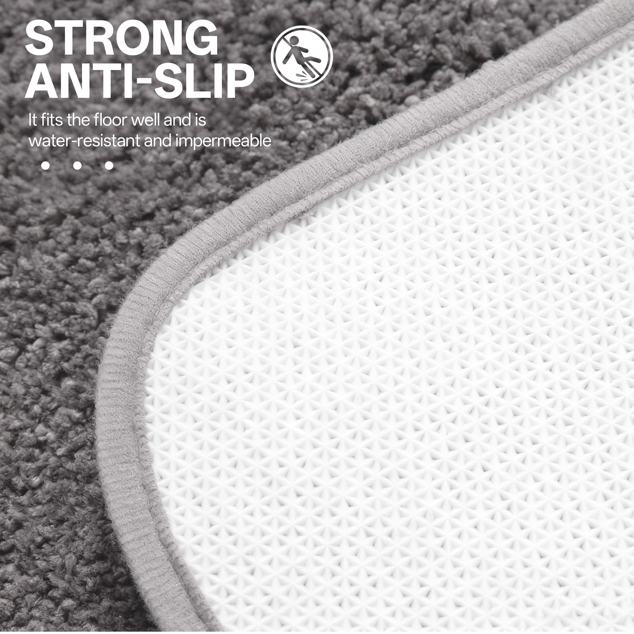 LAMIRO Shag Bath Rug, Non Slip Bath Mat for Bathroom, 16"x24", Dark Grey, Machine Wash