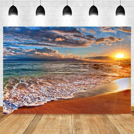 Image of Natural Scenery Photography Background Sunny Beach Decoration Portrait Backdrop Photography Professional Prop Studio