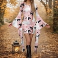 thumbnail image 2 of Long Sleeve Dress for Women Casual Printed Round Neck Pullover Fashion Patchwork Halloween Party Gown, 2 of 5