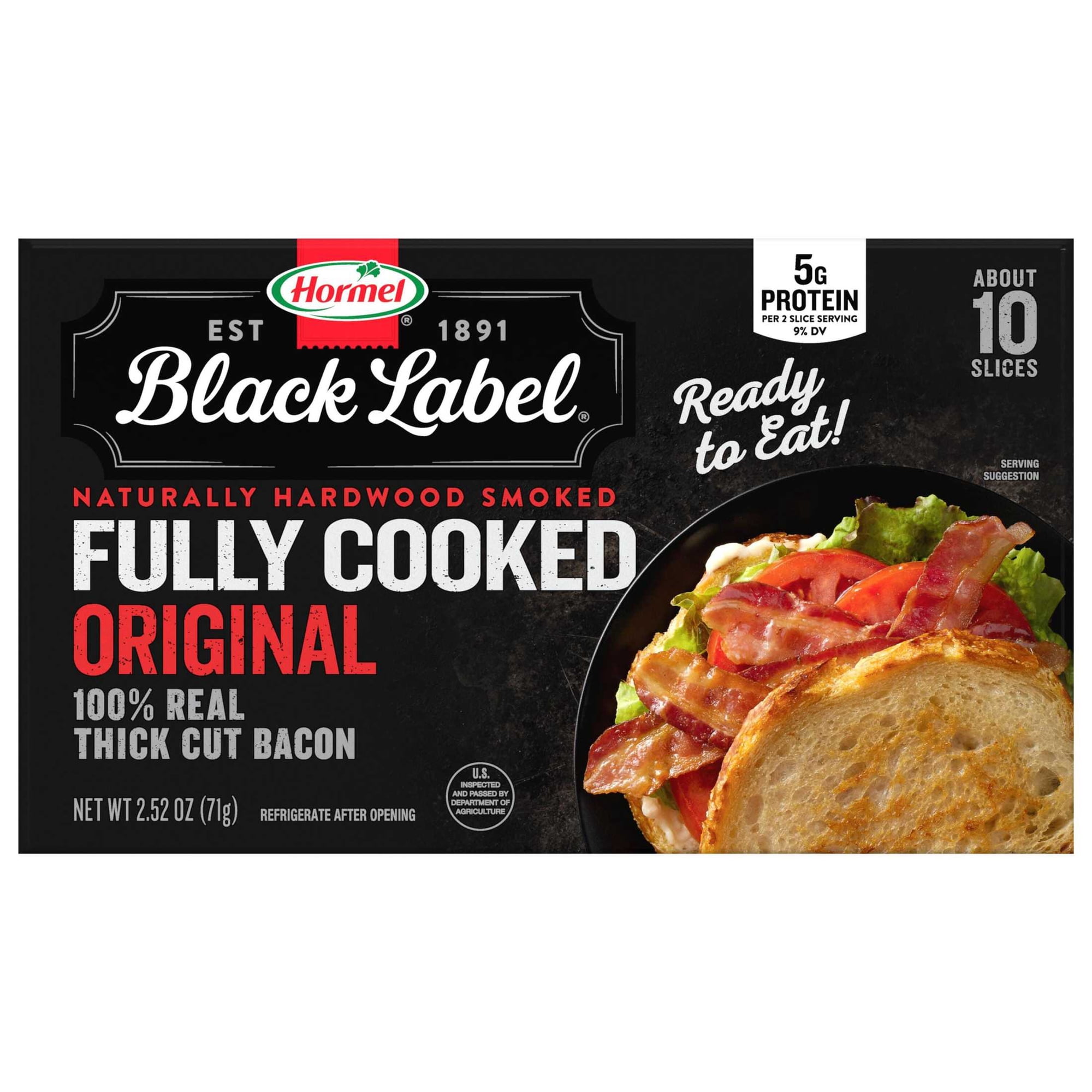 HORMEL BLACK LABEL Bacon Gluten-Free Fully Cooked Shelf Stable 2.52 oz Plastic Package