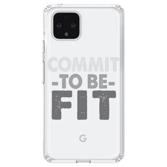DistinctInk Clear Shockproof Hybrid Case for Google Pixel 4 (6.1" Screen) - TPU Bumper Acrylic Back Tempered Glass Screen Protector - Commit To Be Fit
