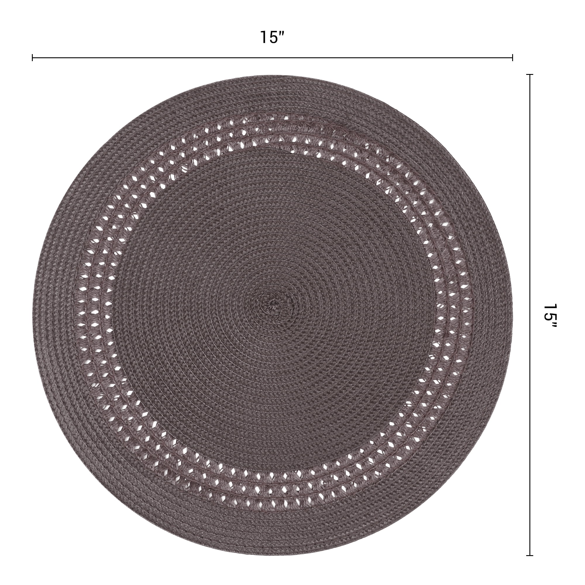 Unique Bargains Farmhouse Round Placemats Set of 6 Woven Placemats Caramel