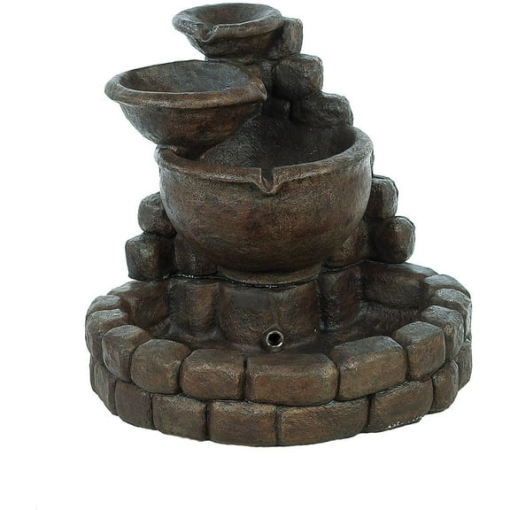Solid Rock Stoneworks Cascading 3 Bowl Fountain - 25" Tall - Espresso