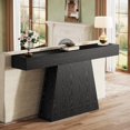 thumbnail image 2 of 63" Farmhouse Entryway Table, Black Console Table with Trapezoidal Base, 2 of 5