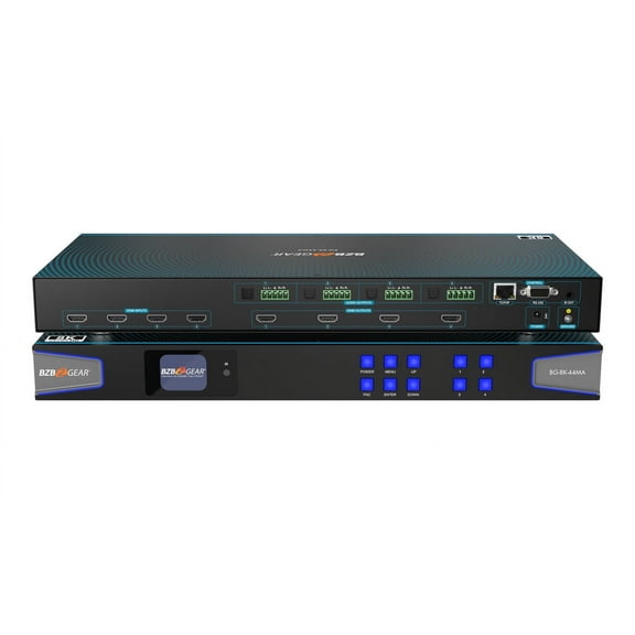 BZBGEAR 4x4 8K UHD HDMI 2.1 Matrix Switcher with Auto Downscaling/Audio De-Embedding (8K60/4K120 and VRR/FVA/ALLM Support)