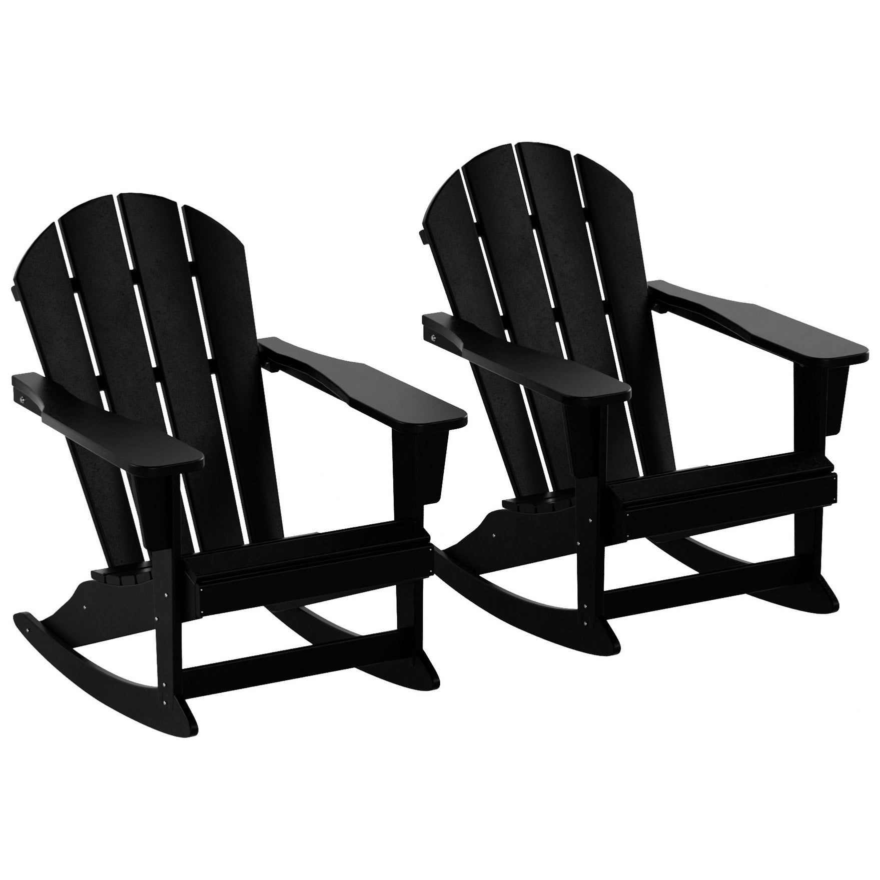 Polytrends  Laguna Hdpe All Weather Outdoor Patio Rocking Chair (Set of 2) Black