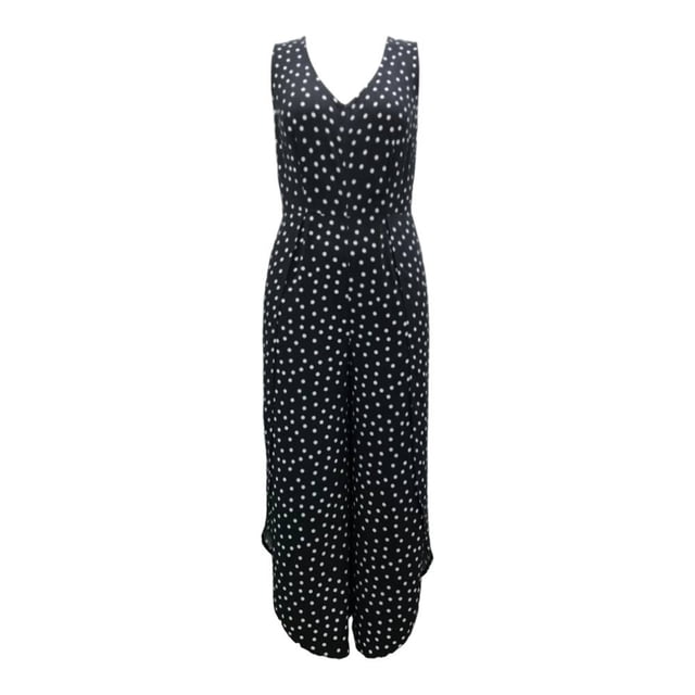 Ropa Playa Ocean Pacific para Mujer Jumpsuit Sin Manga Cuello V Pierna Picos Puntos Negro Talla CH