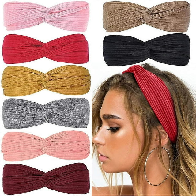 UBIUO Headbands for Women Twist Knotted Boho Stretchy Hair Bands for Girls Criss Cross Turban Plain Headwrap Yoga Workout Vintage Hair Accessories, So