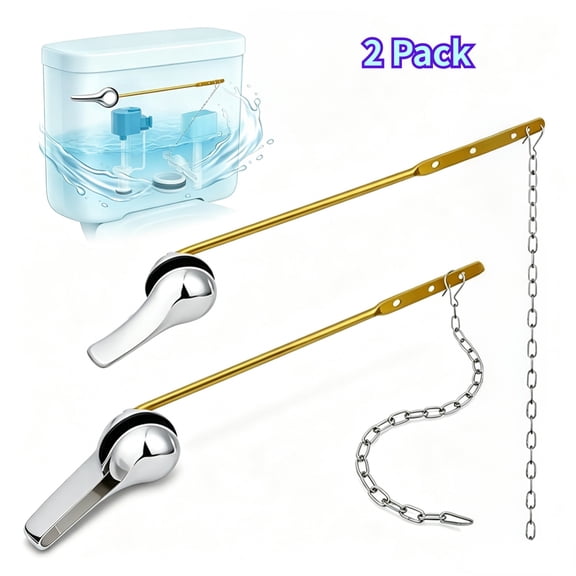 USIONE 2 Pack Universal Front Mount Toilet Flush Trip Lever with Chain, Durable Metal Toilet Handle Replacement, Fit for Most Standard Toilet Tanks