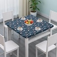 thumbnail image 3 of Dark Blue Cartoon Horse Rainbow Pattern Square Fitted Tablecloth with Elastic Edge,Square Table Cover,Washable Elastic Table Cover for Home Kitchen Party Decor 36"x36", 3 of 6