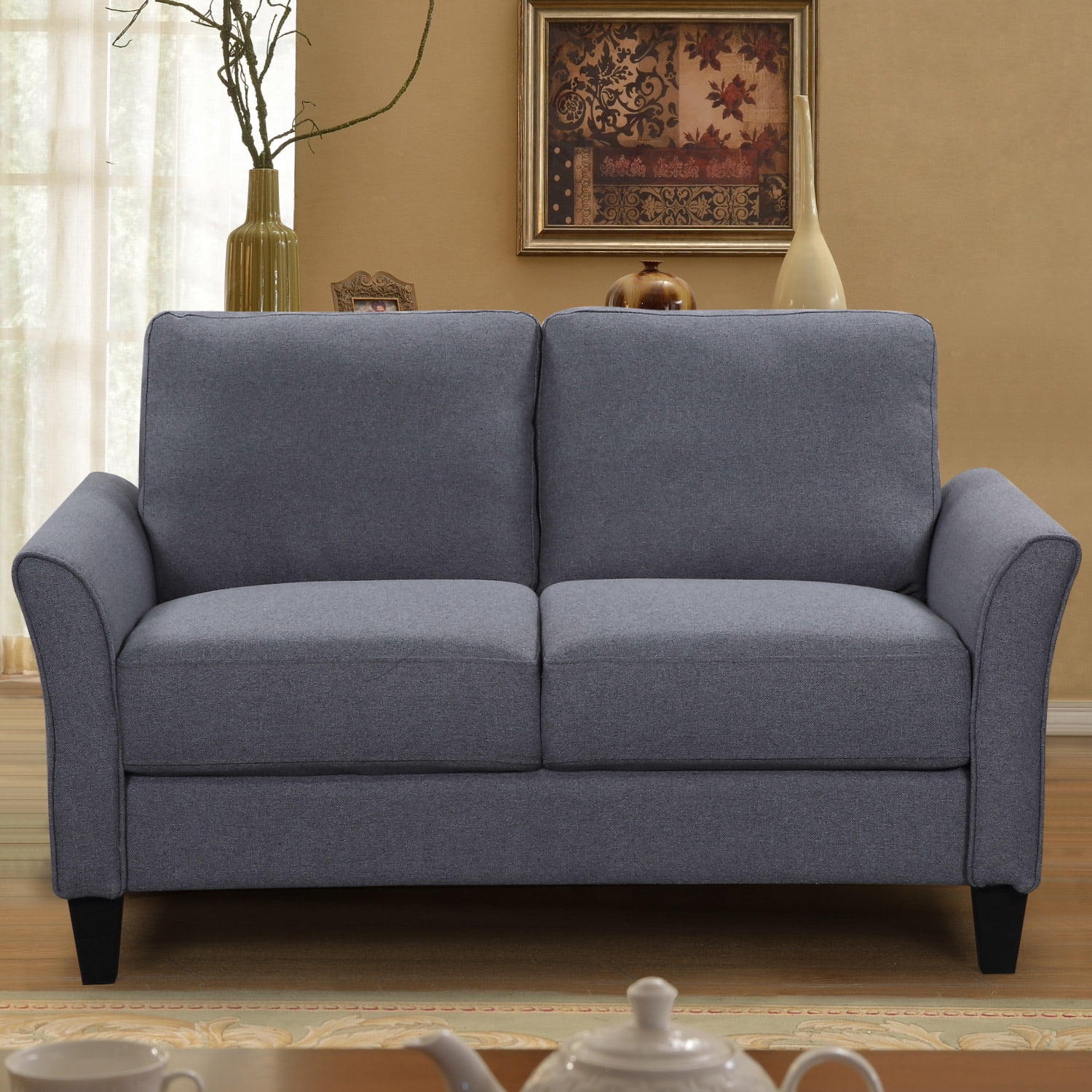 Kadyn Mid-Century Modern Loveseat Sofa, 2 Seater Sofa, Living Room Sofa for Home, Office, Gray