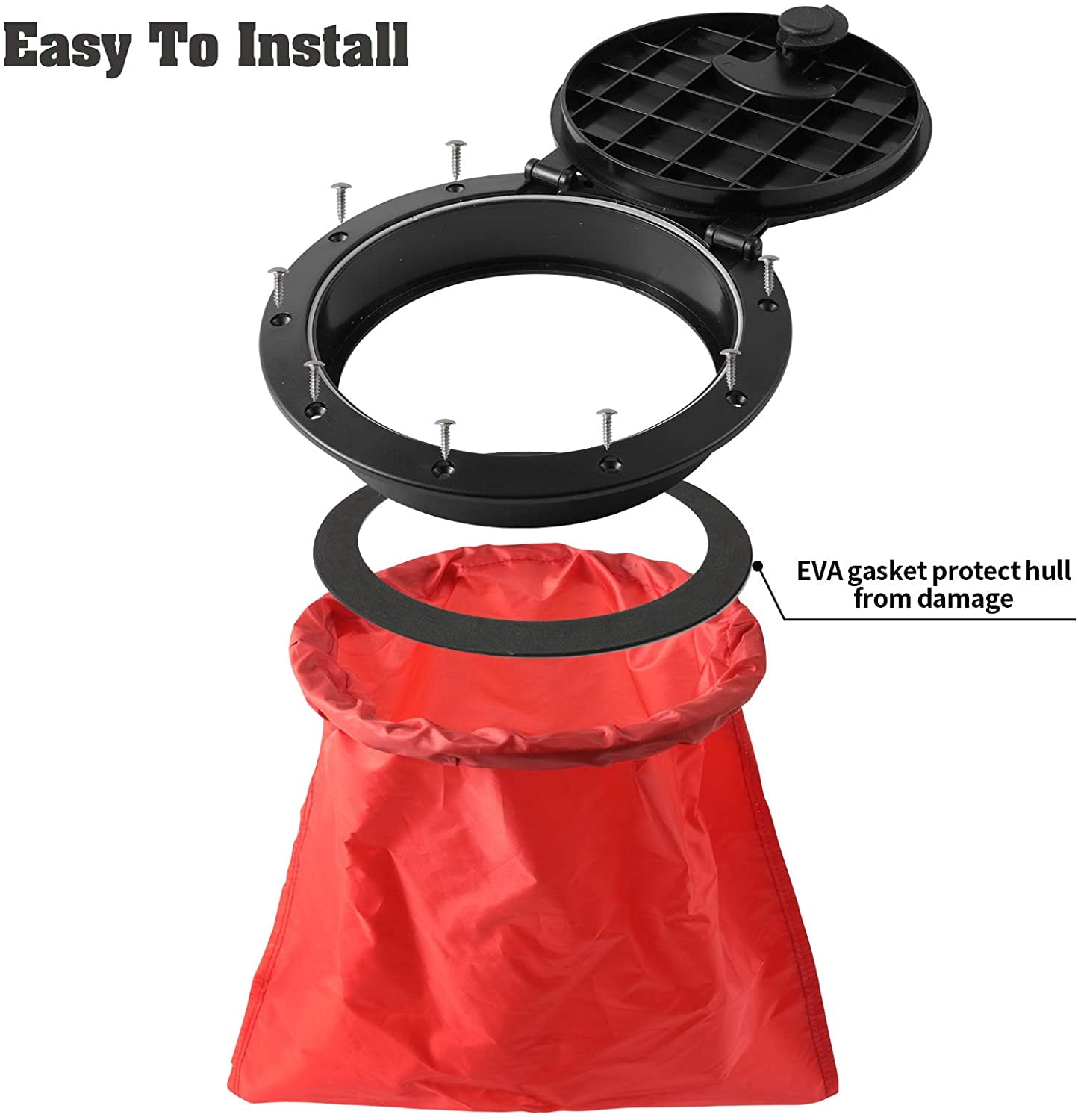 1 Piece 8 Inch Black Deck Plate Kit Storage Bag Kayak Boat Hatch Accessory