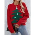 thumbnail image 3 of Christmas Sweaters for Women CrewNeck Sweater Pullovers Long Sleeve Xmas Holiday Clothes Red S, 3 of 8