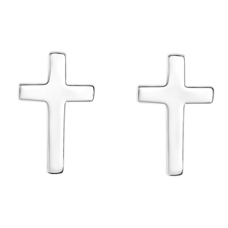 Everyday Classic Roman Cross Sterling Silver Post Stud Earrings for Female Adult