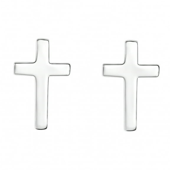 Everyday Classic Roman Cross Sterling Silver Post Stud Earrings for Female Adult
