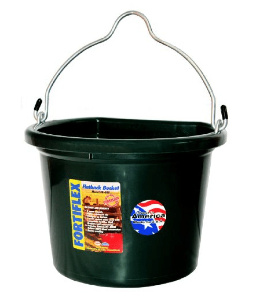 Fortiflex 1301802 2 gal. Flat Back Horse Feed Bucket, Hunter Green