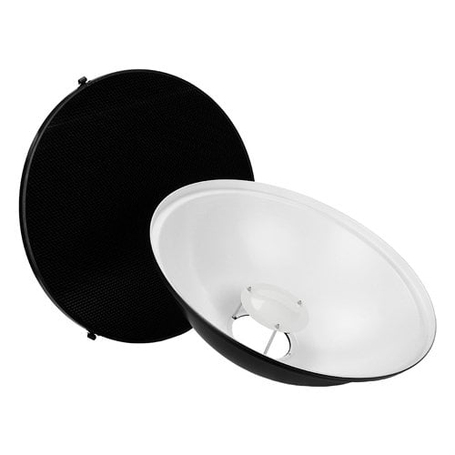 Photo 1 of Fotodiox Pro Beauty Dish 22in (56cm) Kit with Soft Diffuser Sock and Honeycomb Grid (50 degree) for Profoto Compact Series