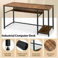 thumbnail image 4 of Giantex Computer Desk, PC Gaming Table w/Power Outlet & USB Ports for Home Office, Brown, 4 of 6