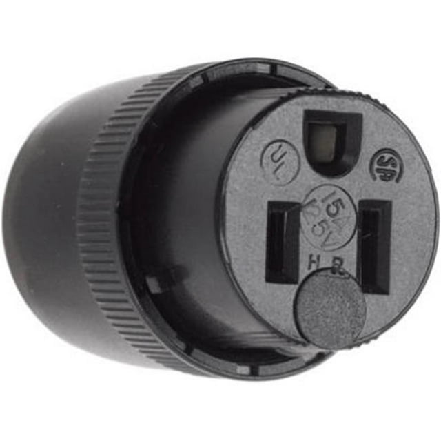 5296BKCC20 Straight Blade Connector, 15A, 125V, Black