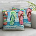 thumbnail image 3 of PRATYUS  Summer Pillow Cover Flip Flops Decor Tropical Beach Satrfish Farmhouse Seasonal Pillow Case Decorations for Home Sofa Couch 20x20in, 3 of 5