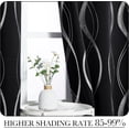 thumbnail image 2 of Black Blackout Striped Pattern Curtains for Living Room 84 inch Long 2 Panels Set, Noise Reducing Thermal Insulated Wave Line Foil Print Bedroom Drapes for Patio Sliding Glass Door (52 x 84), 2 of 10