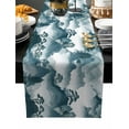 thumbnail image 2 of Teal Mountain Forest Cotton Linen Table Extra Long Runner 13 x 120 inch Retro Garden Nature Landscape Non-slip Rectangular Dining Table Decor for Wedding Party Holiday Dinner, 2 of 8